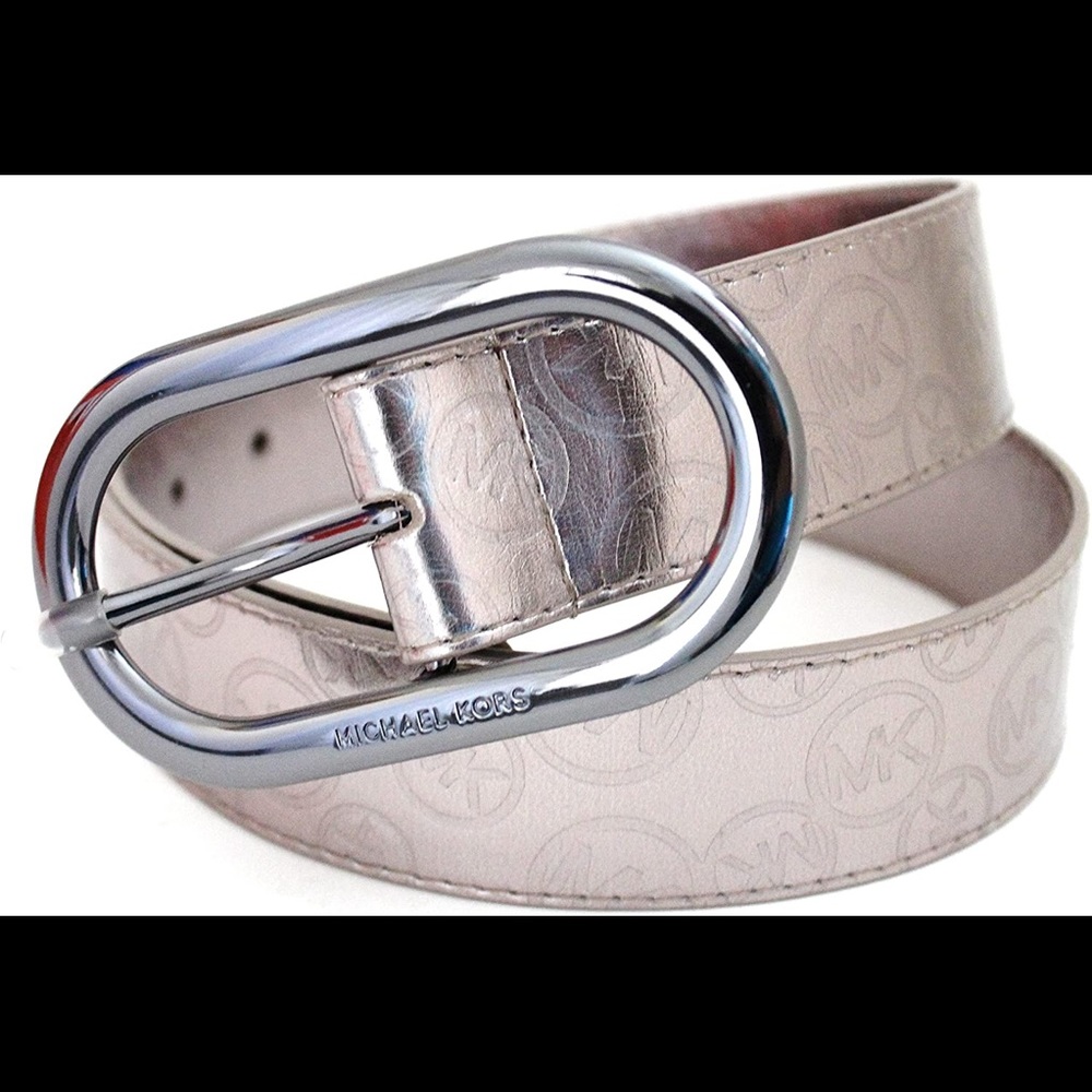 Michael Kors MK Monogram Belt Silver Buckle 553347